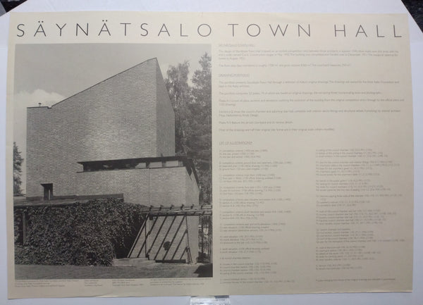 Alvar Aalto - Saynatsalo Town Hall (Oversize Portfolio - 22 Plates - Reproduction Of Drawings) (1994) (Ephemera)