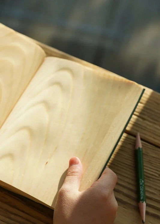 Shikibun Handcrafted Red Pine Wood Notebook