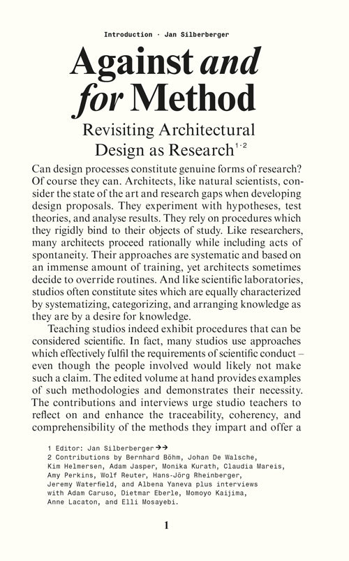 Against And For Method: Revisiting Architectural Design As Research