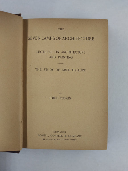 The Seven Lamps of Architecture By John Ruskin (Ephemera)