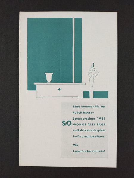 Invitation To Rudolf Mosse Showroom Summer Show (Modern Home Furnishings) In Berlin, 1931 (Advertisement) (Ephemera)