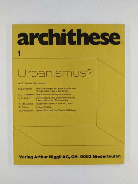 Archithese (Swiss Periodical) - Issue 1 (1972) thru Issue 20 (1976) (Single Issues) (Ephemera)