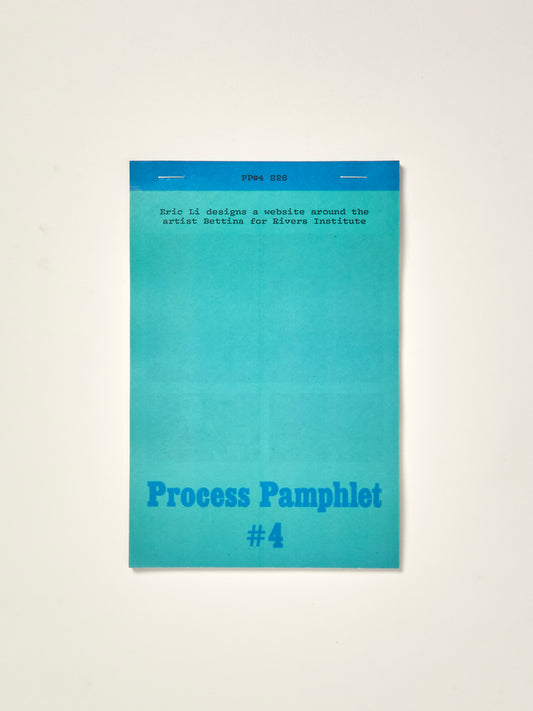 Process Pamphlet: #4: Eric Li designs a website around the artist Bettina for Rivers Institute