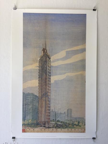 Frank Lloyd Wright - “Golden Beacon” Office + Apartment Building Chicago (Poster)