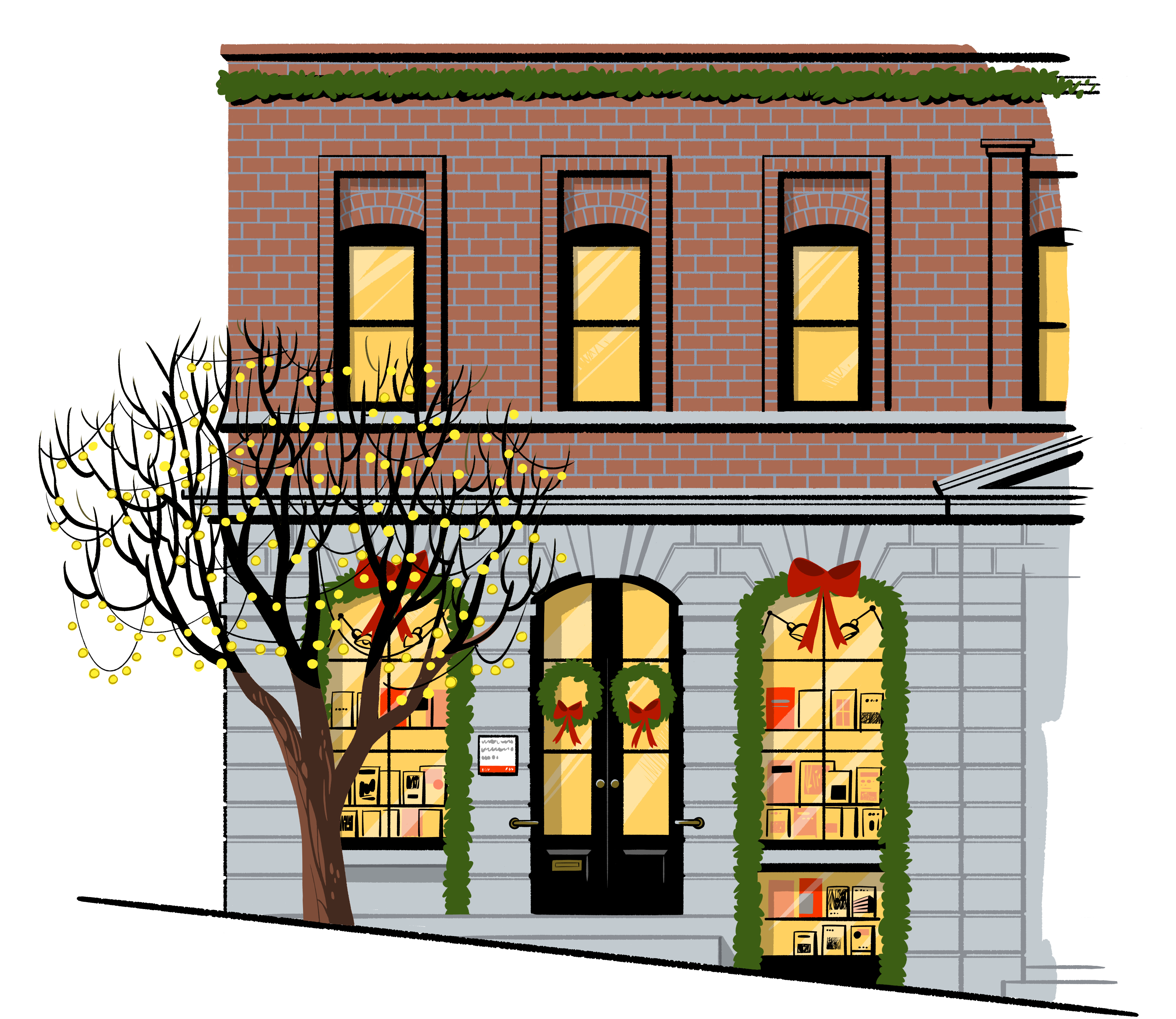 Winter Illustration with Wreath